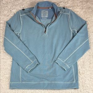 Tommy Bahama Men's Blue Quarter-Zip Pullover, Modern Fit, Size Medium